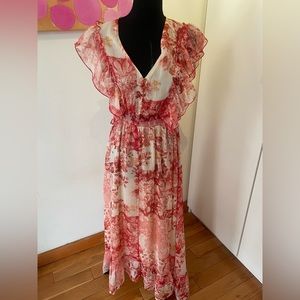 🔥ZARA floral dress calf length with ruffles